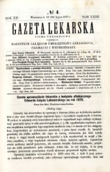 Gazeta Lekarska 1877 R.12, t.23, nr 4