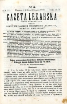 Gazeta Lekarska 1877 R.12, t.23, nr 5