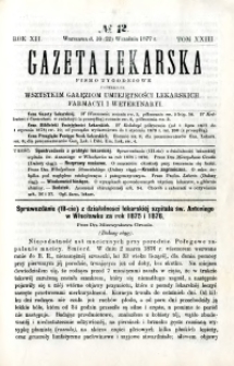 Gazeta Lekarska 1877 R.12, t.23, nr 12