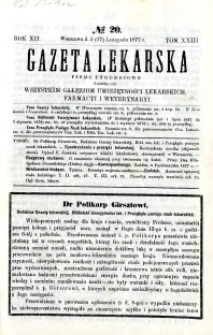 Gazeta Lekarska 1877 R.12, t.23, nr 20