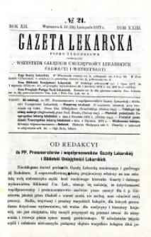 Gazeta Lekarska 1877 R.12, t.23, nr 21
