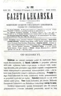 Gazeta Lekarska 1877 R.12, t.23, nr 22
