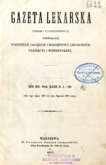 Gazeta Lekarska 1877 R.12 : spis treści tomu XXIII