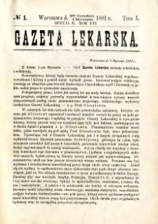 Gazeta Lekarska 1881 R.16, t.1, nr 1
