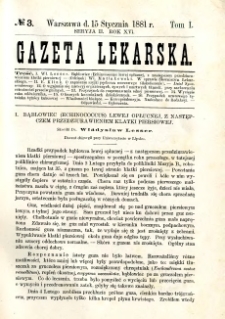 Gazeta Lekarska 1881 R.16, t.1, nr 3