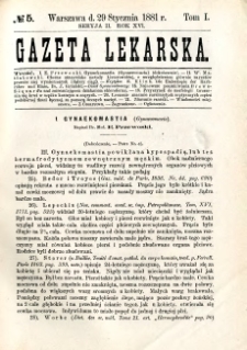 Gazeta Lekarska 1881 R.16, t.1, nr 5