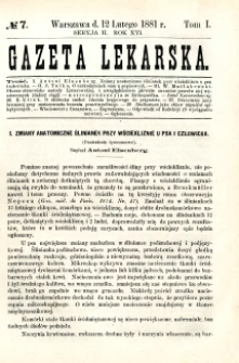 Gazeta Lekarska 1881 R.16, t.1, nr 7