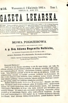 Gazeta Lekarska 1881 R.16, t.1, nr 14