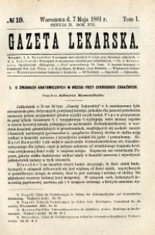 Gazeta Lekarska 1881 R.16, t.1, nr 19