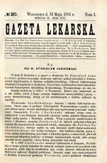 Gazeta Lekarska 1881 R.16, t.1, nr 20