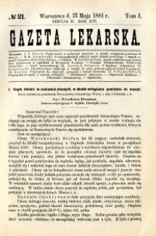 Gazeta Lekarska 1881 R.16, t.1, nr 21
