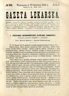 Gazeta Lekarska 1881 R.16, t.1, nr 26