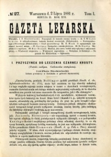 Gazeta Lekarska 1881 R.16, t.1, nr 27