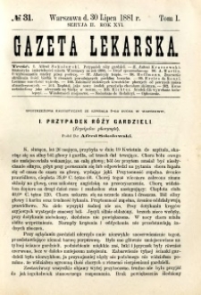 Gazeta Lekarska 1881 R.16, t.1, nr 31
