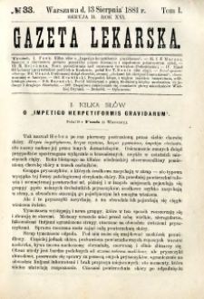 Gazeta Lekarska 1881 R.16, t.1, nr 33