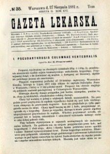 Gazeta Lekarska 1881 R.16, t.1, nr 35