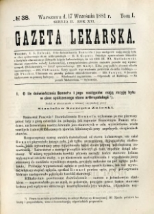 Gazeta Lekarska 1881 R.16, t.1, nr 38