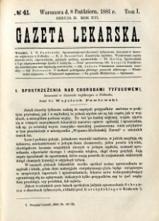 Gazeta Lekarska 1881 R.16, t.1, nr 41