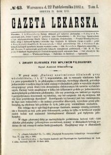 Gazeta Lekarska 1881 R.16, t.1, nr 43