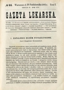 Gazeta Lekarska 1881 R.16, t.1, nr 44