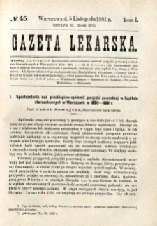 Gazeta Lekarska 1881 R.16, t.1, nr 45