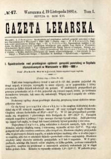 Gazeta Lekarska 1881 R.16, t.1, nr 47