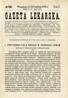 Gazeta Lekarska 1881 R.16, t.1, nr 52