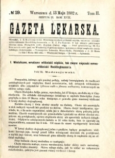 Gazeta Lekarska 1882 R.17, t.2, nr 19