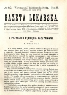 Gazeta Lekarska 1882 R.17, t.2, nr 40