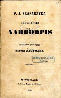 P. J. Szafarzyka Słowiański narodopis