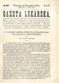 Gazeta Lekarska 1882 R.17, t.2, nr 50
