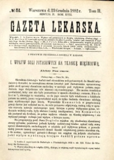 Gazeta Lekarska 1882 R.17, t.2, nr 51
