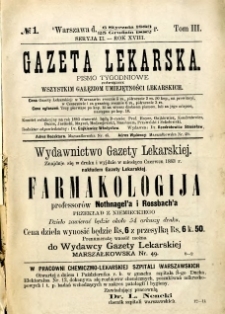Gazeta Lekarska 1883 R.18, t.3, nr 1