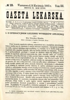 Gazeta Lekarska 1883 R.18, t.3, nr 15