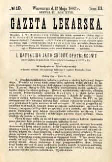 Gazeta Lekarska 1883 R.18, t.3, nr 19