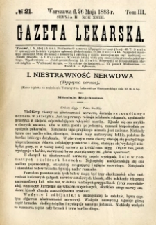 Gazeta Lekarska 1883 R.18, t.3, nr 21