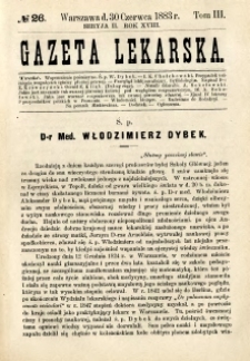Gazeta Lekarska 1883 R.18, t.3, nr 26