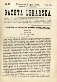 Gazeta Lekarska 1883 R.18, t.3, nr 27