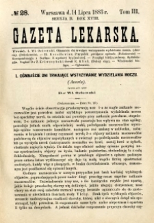 Gazeta Lekarska 1883 R.18, t.3, nr 28