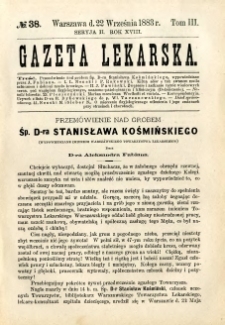 Gazeta Lekarska 1883 R.18, t.3, nr 38