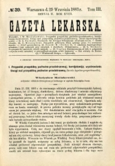 Gazeta Lekarska 1883 R.18, t.3, nr 39