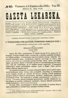 Gazeta Lekarska 1883 R.18, t.3, nr 40