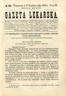 Gazeta Lekarska 1883 R.18, t.3, nr 43