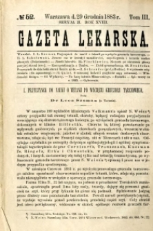 Gazeta Lekarska 1883 R.18, t.3, nr 52
