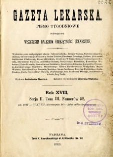 Gazeta Lekarska 1883 R.18 : spis treści tomu III