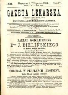 Gazeta Lekarska 1884 R.19, t.4, nr 2