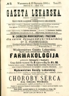 Gazeta Lekarska 1884 R.19, t.4, nr 3