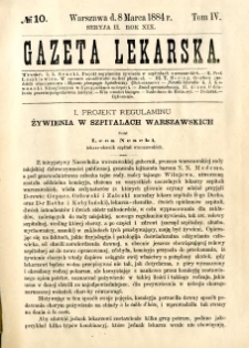 Gazeta Lekarska 1884 R.19, t.4, nr 10