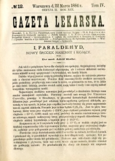 Gazeta Lekarska 1884 R.19, t.4, nr 12