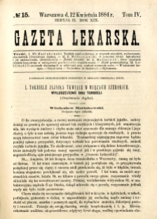 Gazeta Lekarska 1884 R.19, t.4, nr 15